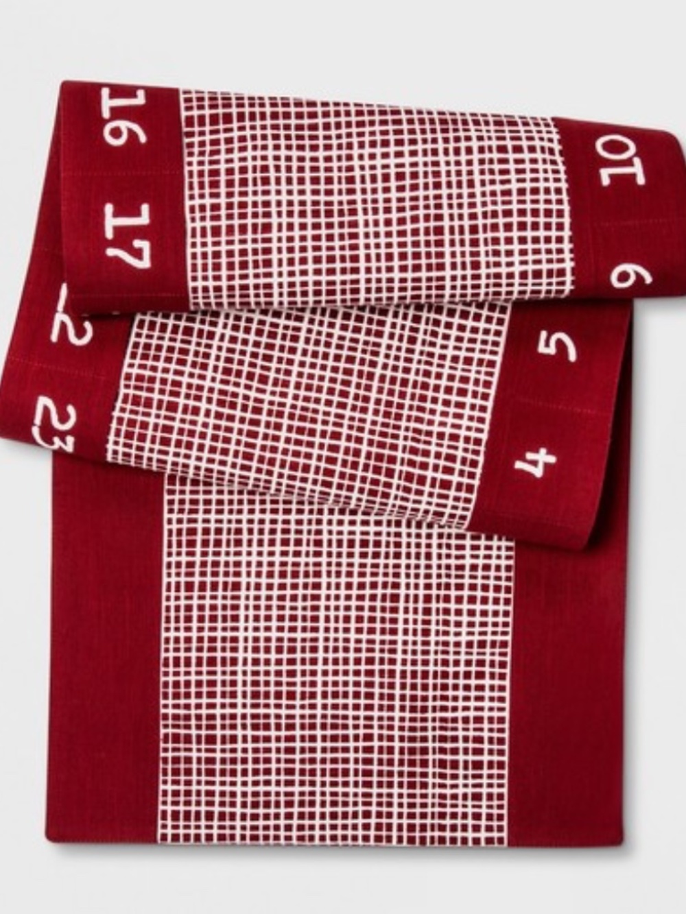 Threshold Christmas Red Check Advent Countdown Days Pocket Table Runner NEW